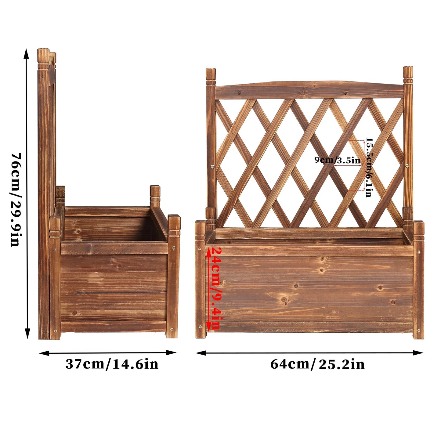 Jardinière Surélevée en Bois avec Treillis