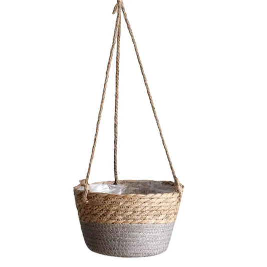 Panier Suspendu Tressé en Fibres Naturelles