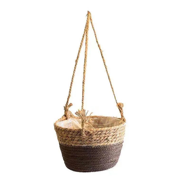 Panier Suspendu Tressé en Fibres Naturelles