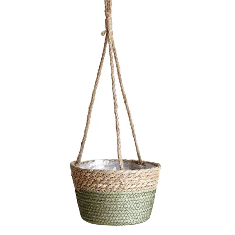 Panier Suspendu Tressé en Fibres Naturelles