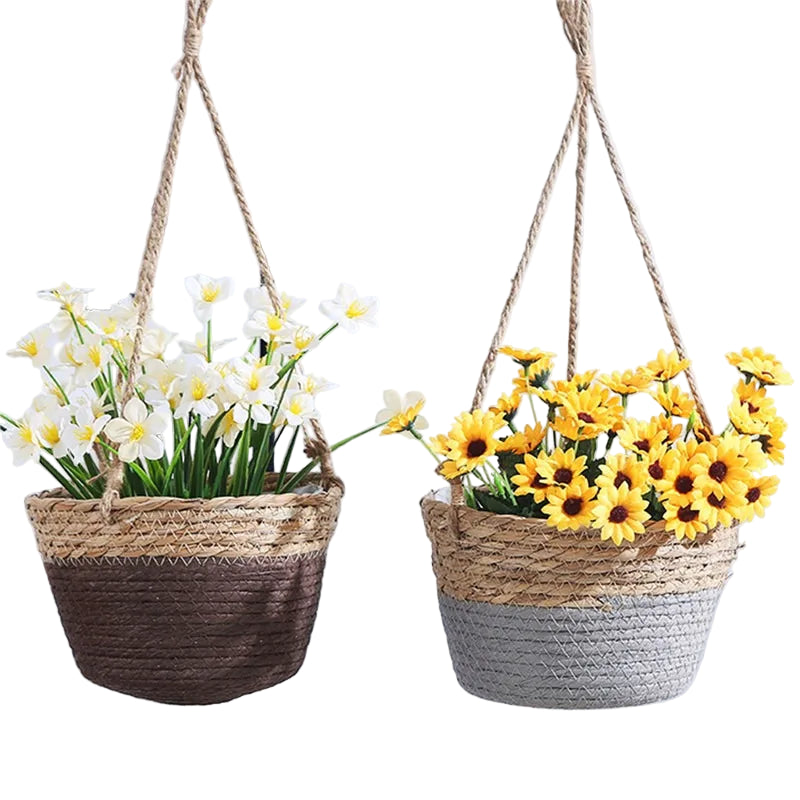 Panier Suspendu Tressé en Fibres Naturelles