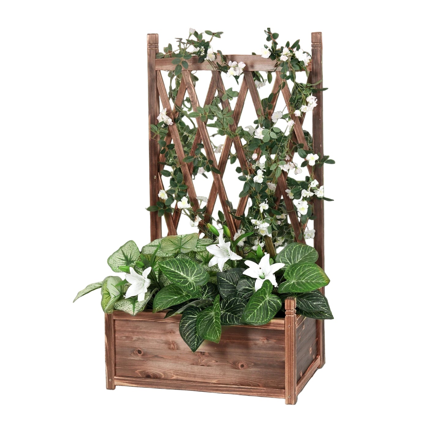 Jardinière Surélevée en Bois avec Treillis