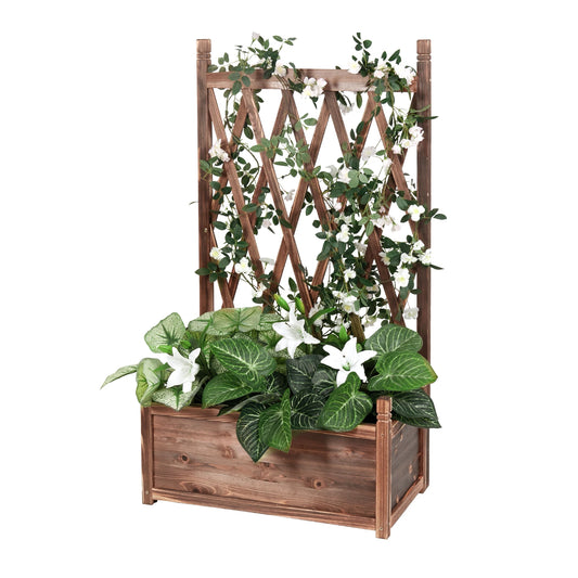Jardinière Surélevée en Bois avec Treillis
