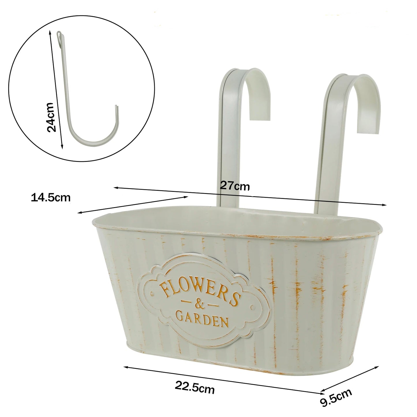 Lot de 3 Jardinières Suspendues Vintage en Fer Galvanisé