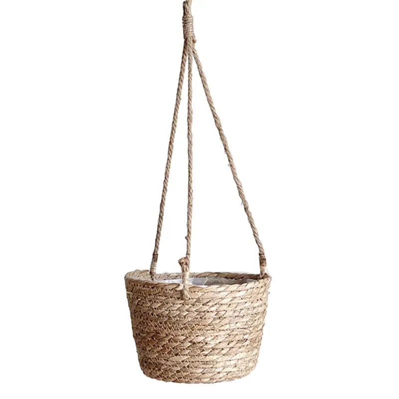 Panier Suspendu Tressé en Fibres Naturelles